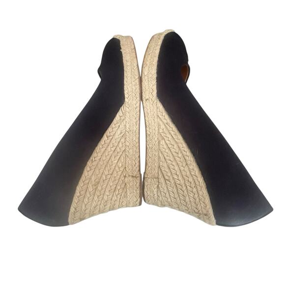 J Crew Canvas Espadrille Seville Platform Wedge Size 8 Heels Slip On Black - Picture 8 of 13